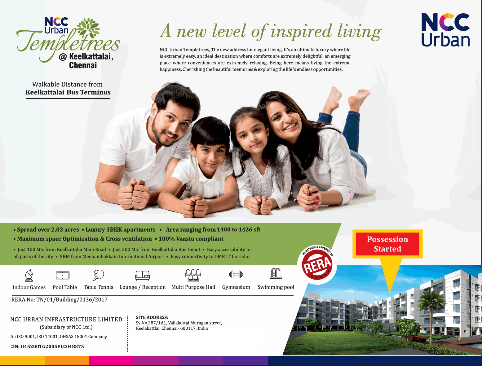 Presenting offer possession started at NCC Urban Temple Trees in Chennai Update